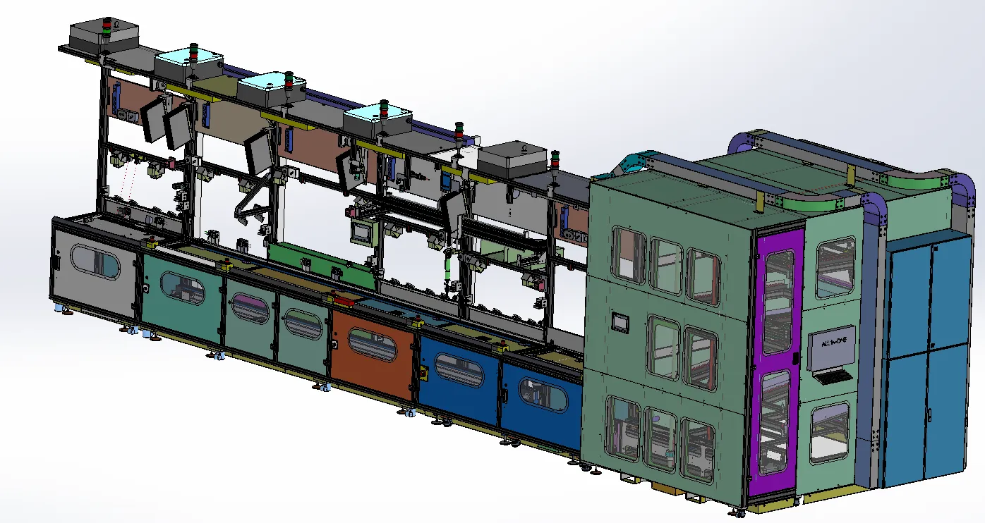 Render 3D linii z transportem paletowym